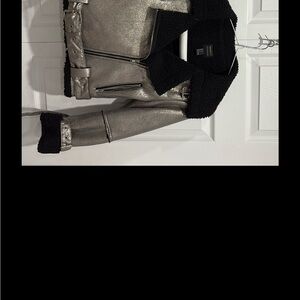 Sleek Silver Leather Jacket with Structured Silhouette